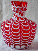 Vintage red and white Bohemian glass vase