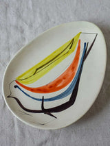 Triangular bird plate signed Roger Capron, Vallauris 1950's 12¼ x 8¾""