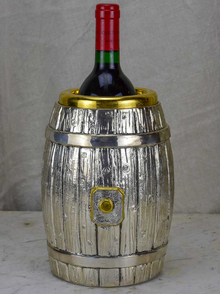 1970's Italian ice bucket in the shape of a wine barrel
