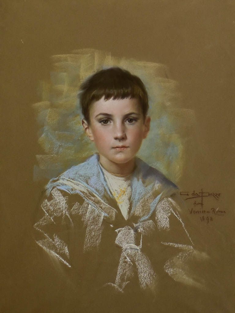 Preparatory portrait of an English boy in Venice - Giuseppe Da Pozzo, (1844–1919) 31½ x 38½""
