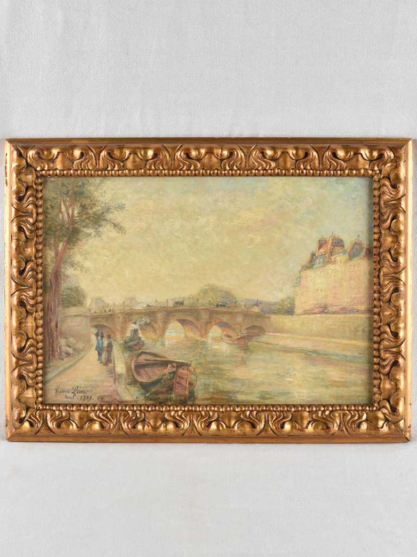 Antique Parisian oil on canvas painting