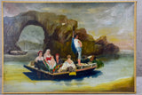 Antique oil on canvas - Mediterranean fishing boat 21 ¾'' x 15”