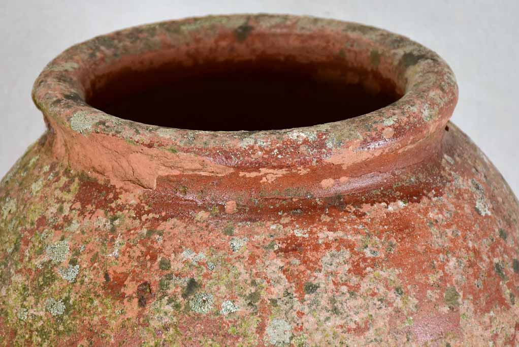Antique French clay pot with timeworn patina 17"