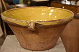 Antique French preserving bowl with yellow glaze
