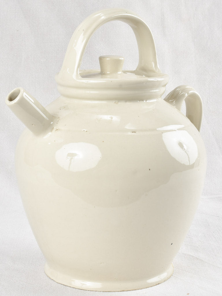Large white water pitcher with lid 13" Chez Pluie