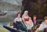 Antique oil on canvas - Mediterranean fishing boat 21 ¾'' x 15”