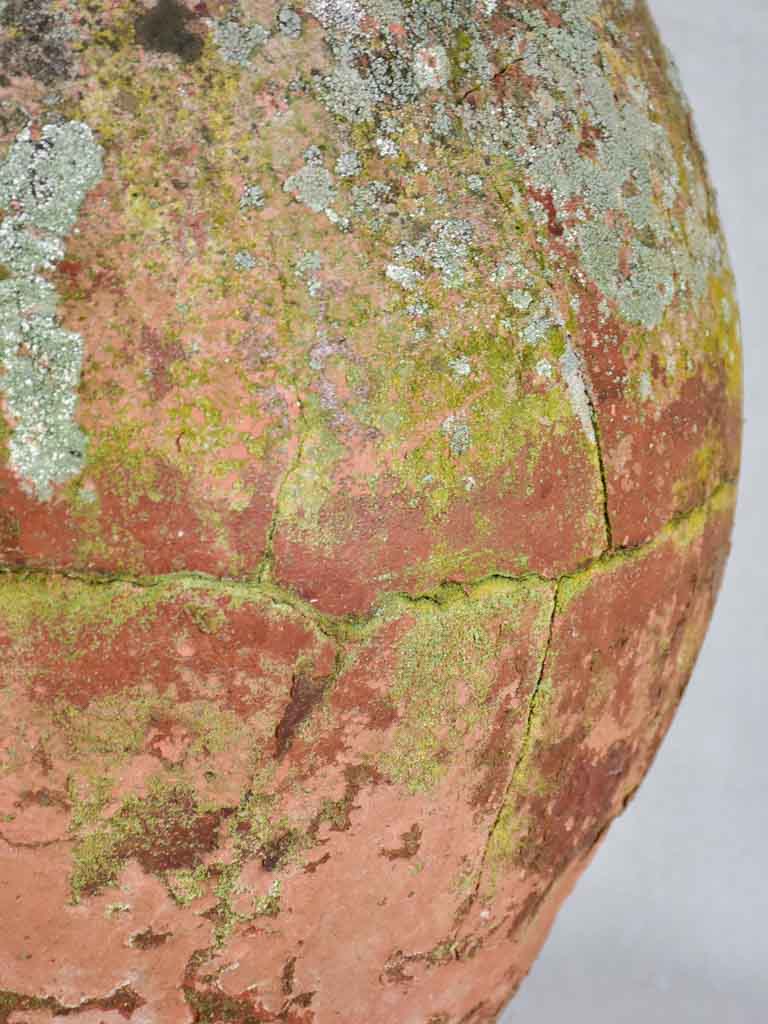 Antique French clay pot with timeworn patina 17"