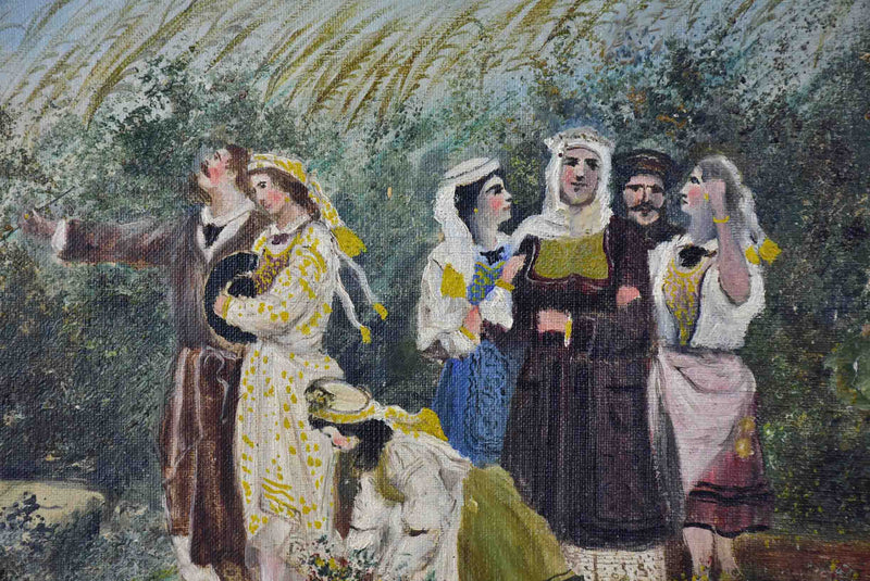 19th Century Painting of a wedding 15” x 21 ¾''
