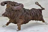 2001 wire sculpture of a bull signed Pommier