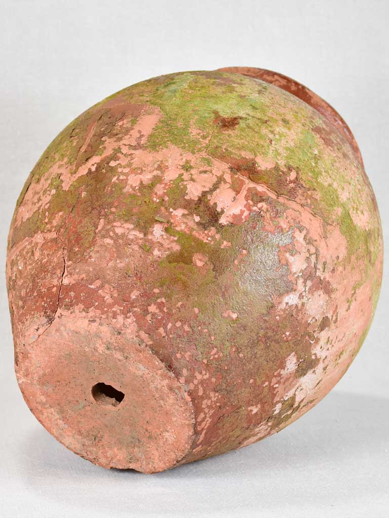 Antique French clay pot with timeworn patina 17"