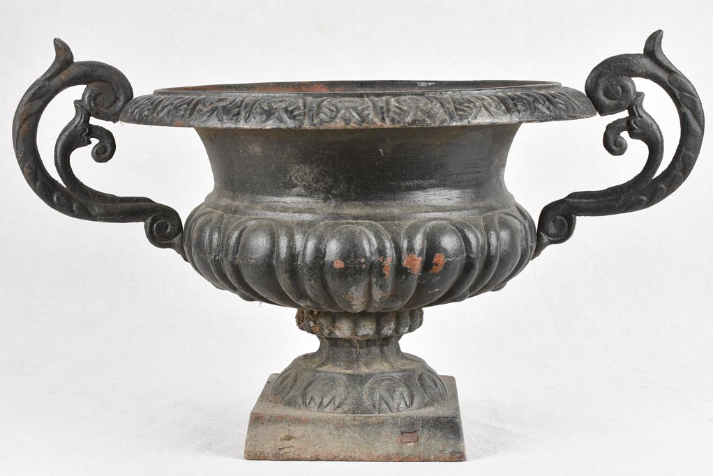 Pair of large black Medici urns with large handles