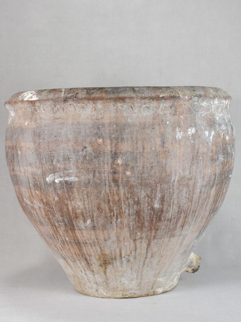Large antique Spanish pot with side drainage hole 17¾"