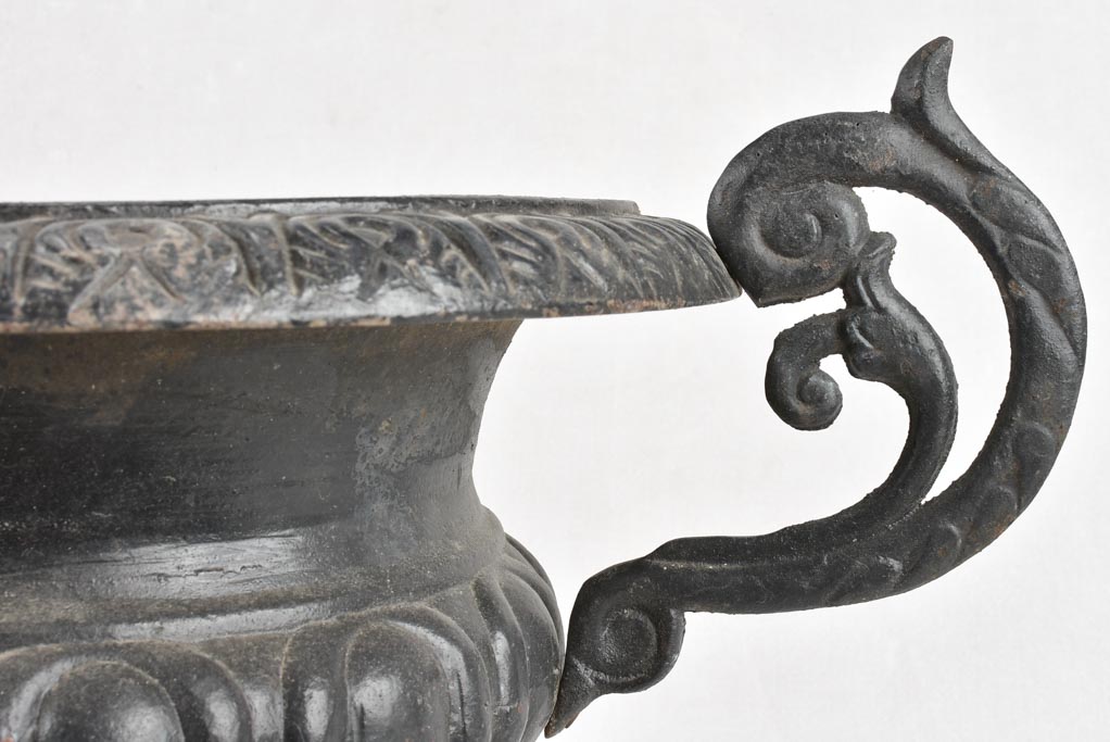 Pair of large black Medici urns with large handles