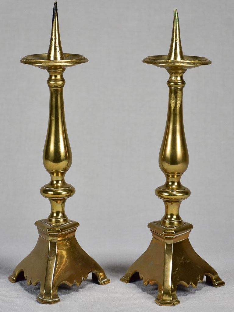 Pair of weighty brass candlesticks 11"