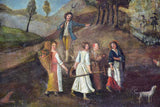 18th Century French oil on canvas - animated landscape - anonymous 35" x 52"