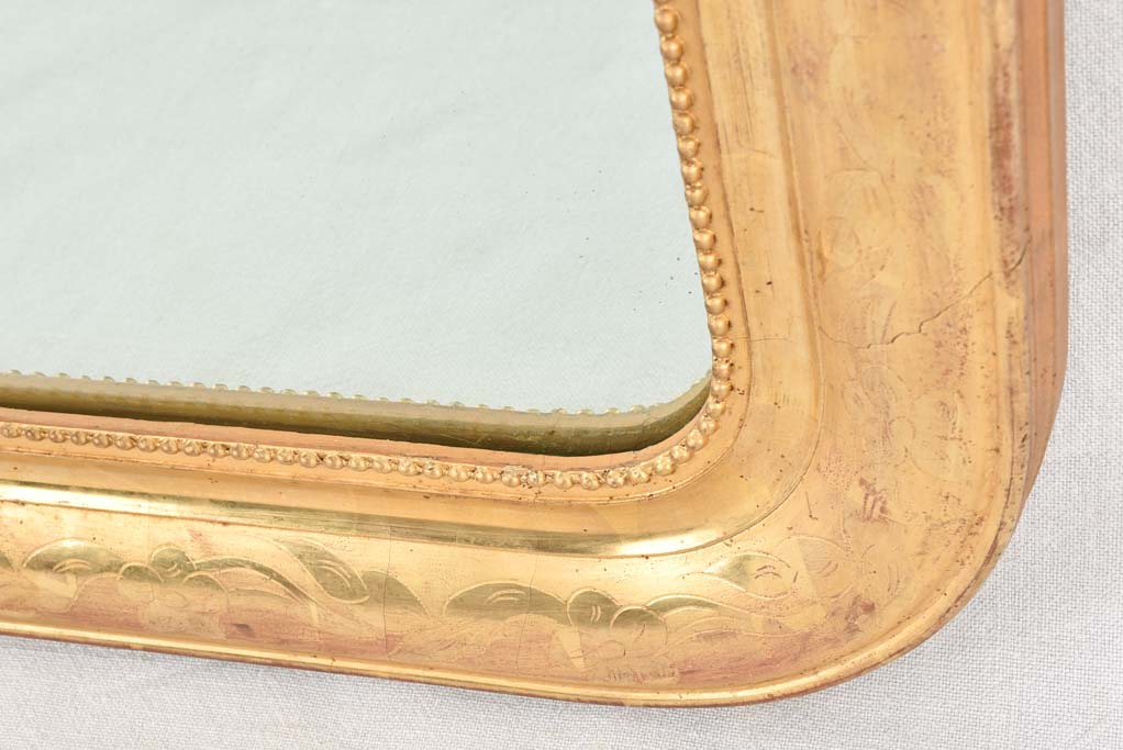Pair of Napoleon III gilded mirrors with rounded corners 31" x 27¼"