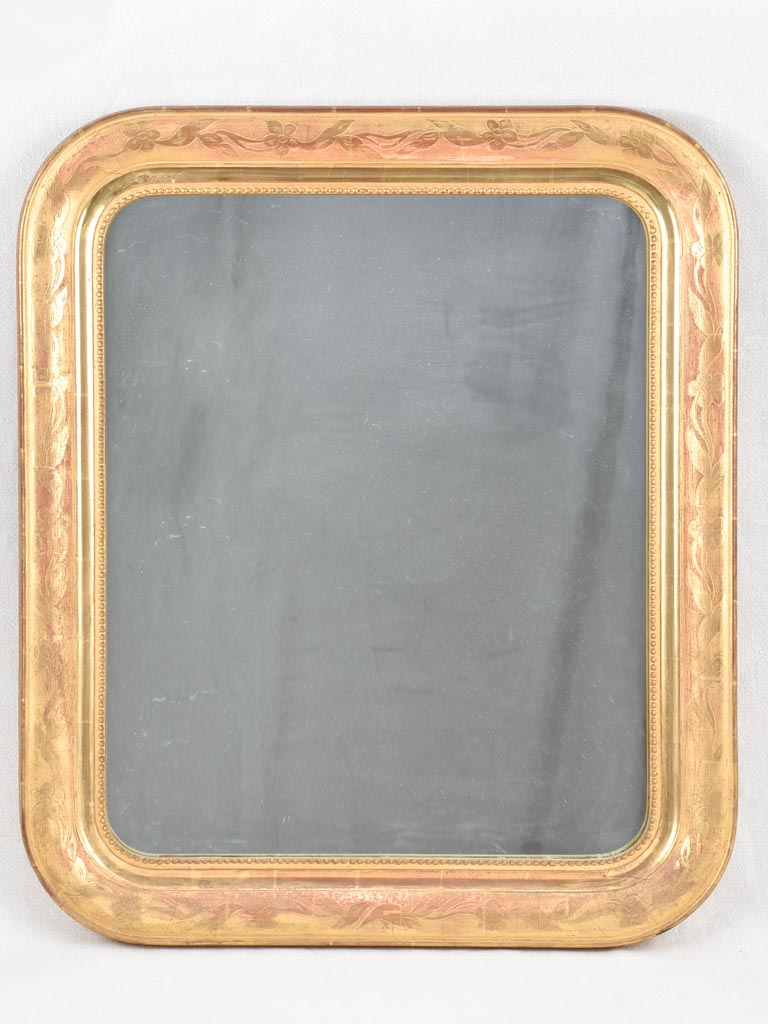 Pair of Napoleon III gilded mirrors with rounded corners 31" x 27¼"