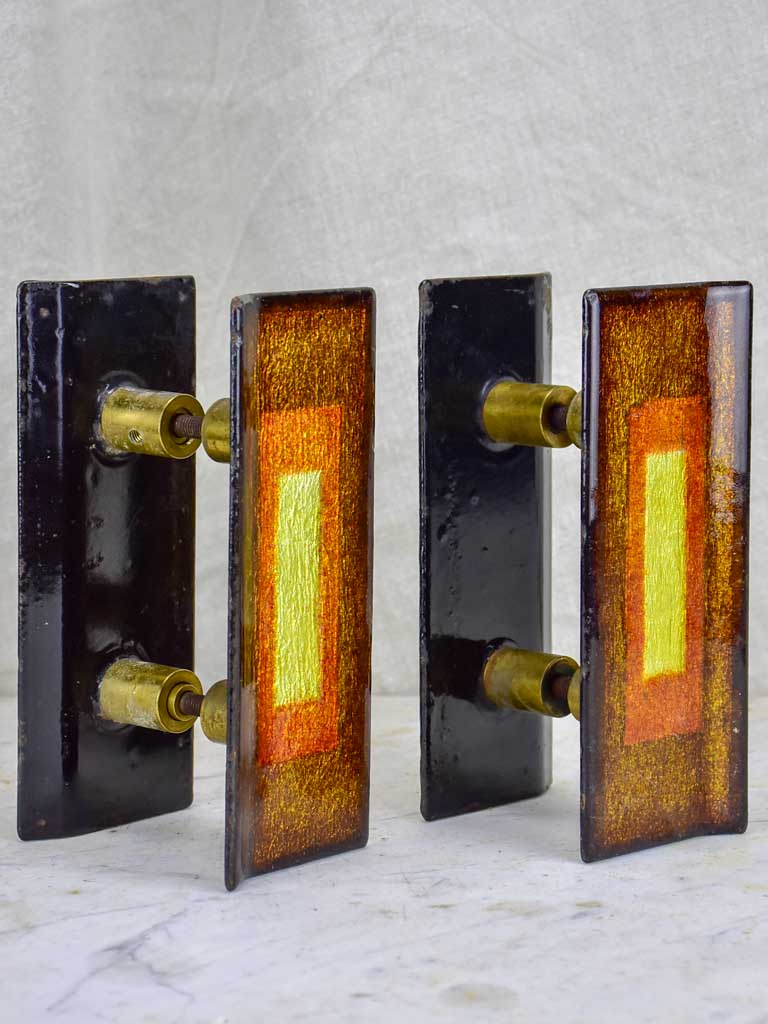 Pair of enameled copper door handles by Studio Del Campo 1960's
