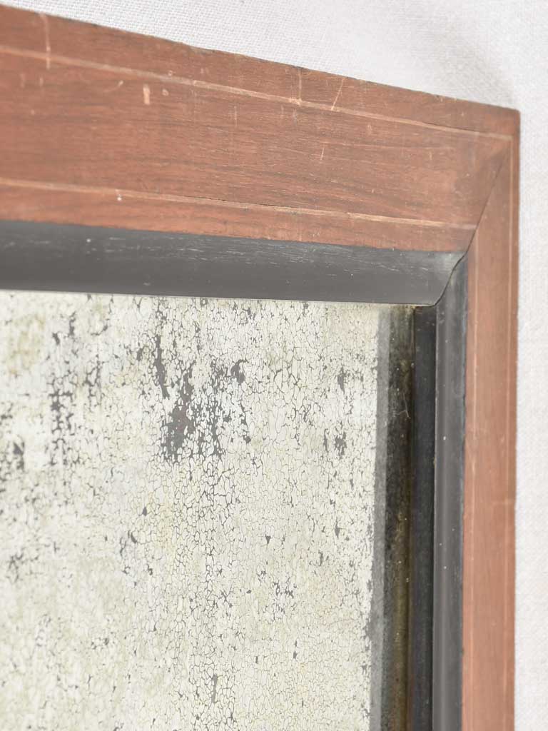 Rustic 19th century wooden mirror with aged glass 29½" x 24¾"