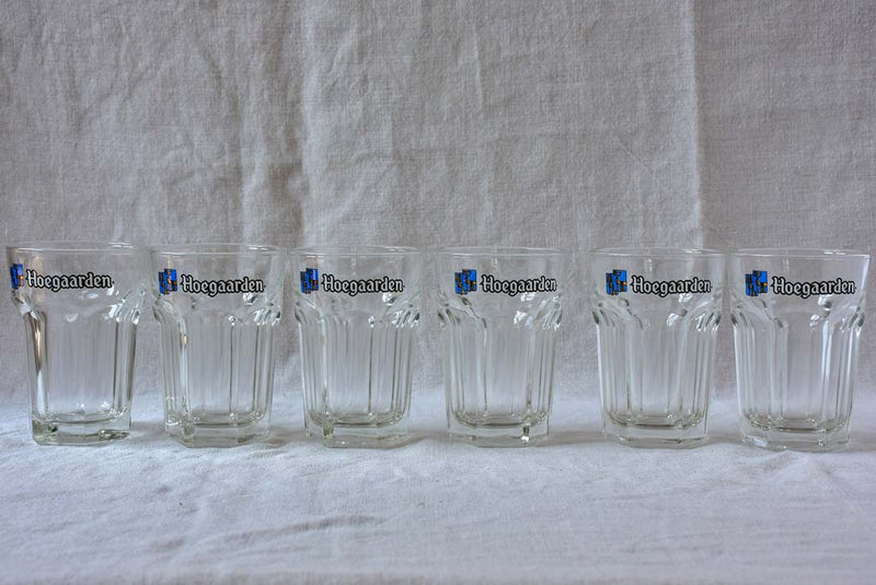 Six Hoegaarden vintage beer glasses