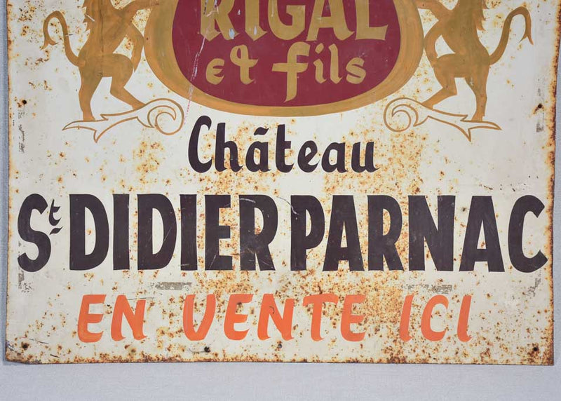 1970's hand painted sign - Vin de Cahors 26½" x 28"