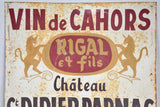 1970's hand painted sign - Vin de Cahors 26½" x 28"