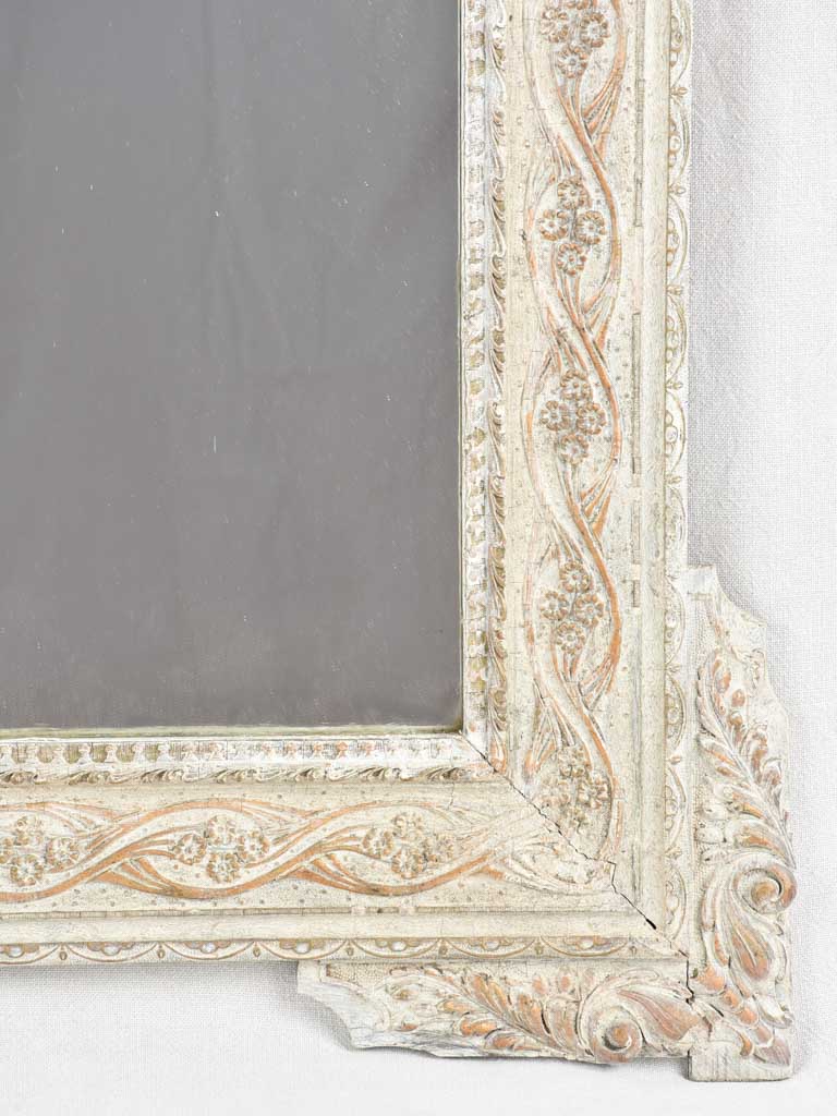 Antique French mirror with pediment 45"