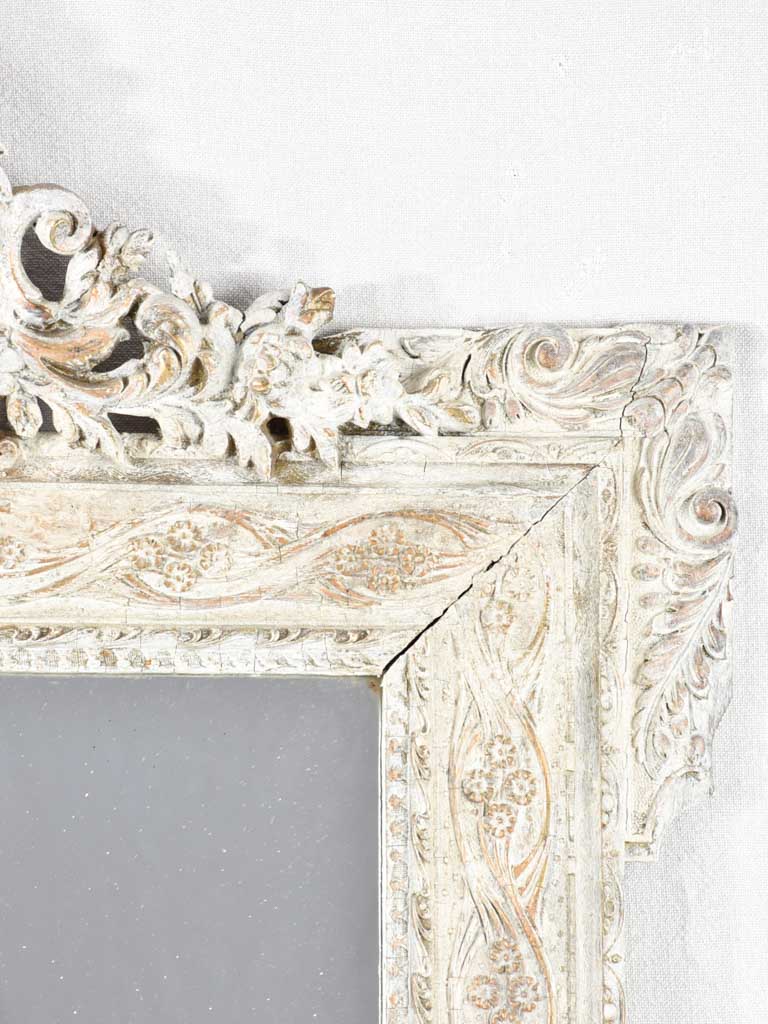 Antique French mirror with pediment 45"