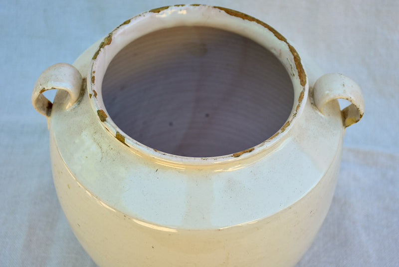 Early 20th century French preserving pot with white glaze 9"