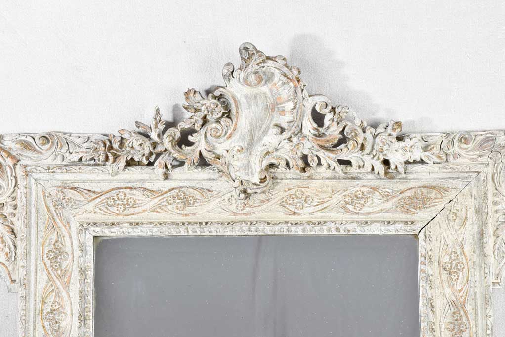 Antique French mirror with pediment 45"
