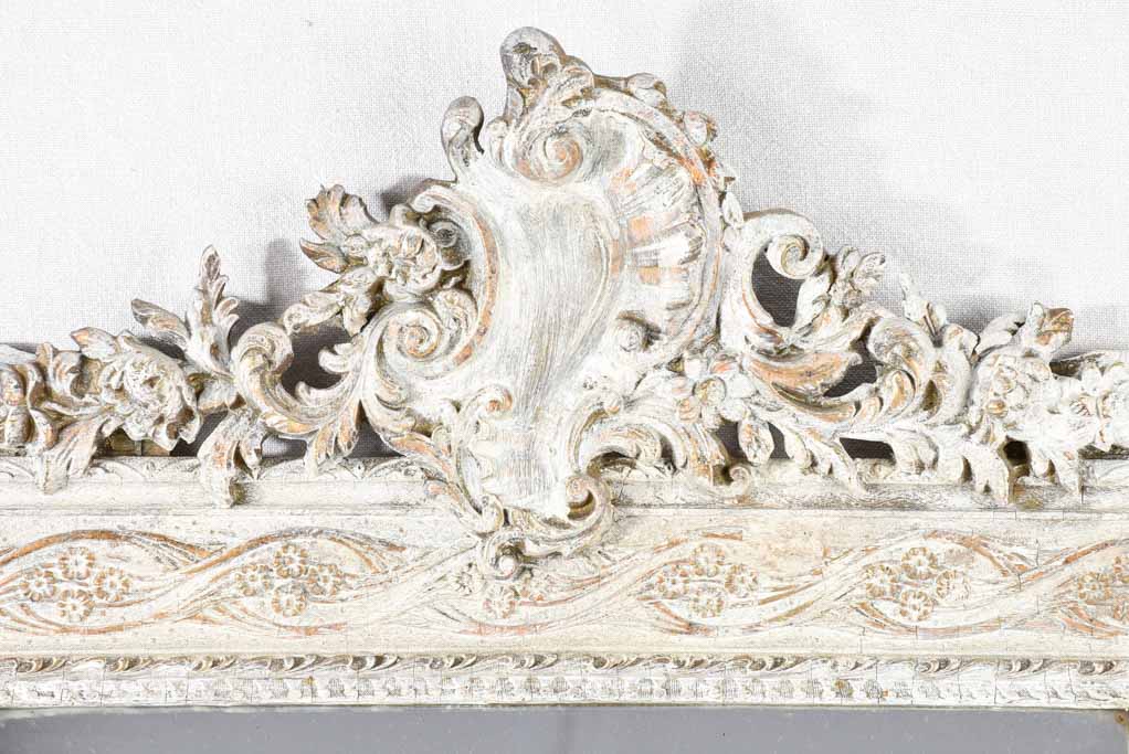 Antique French mirror with pediment 45"