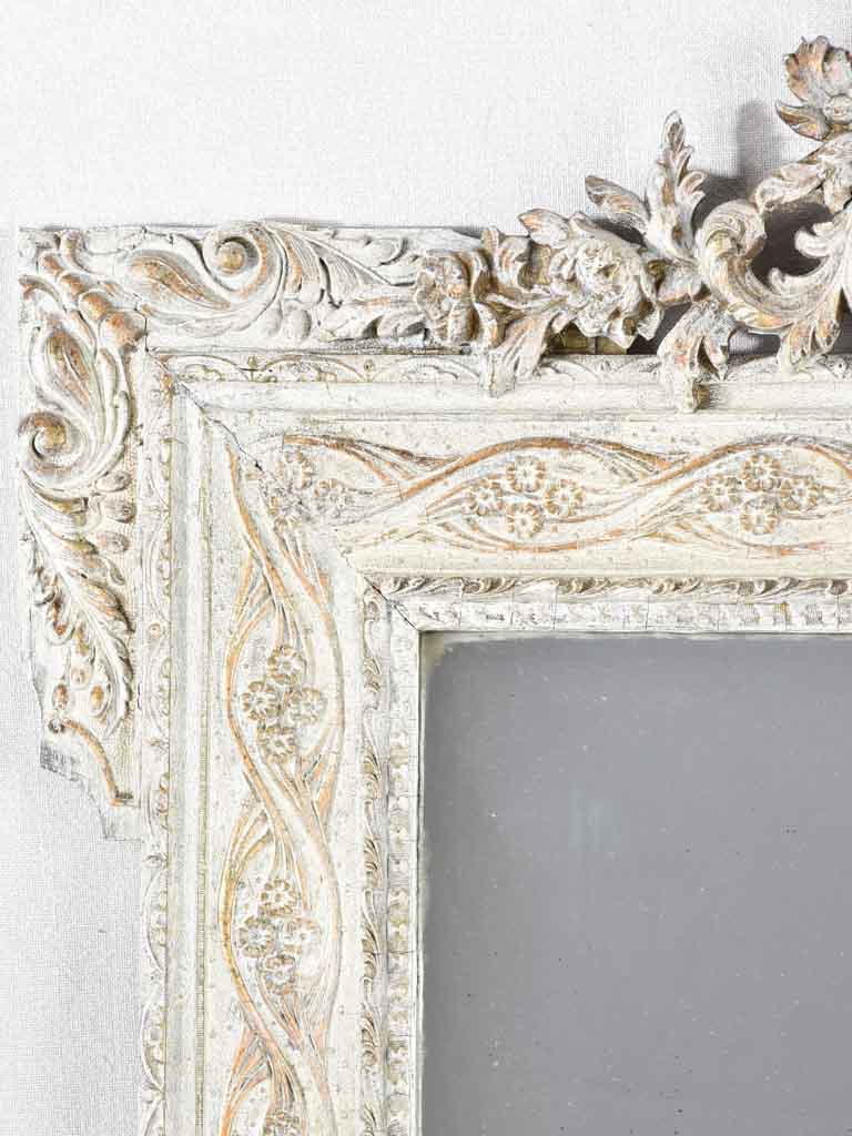 Antique French mirror with pediment 45"