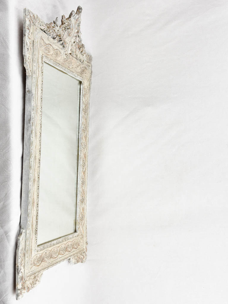 Antique French mirror with pediment 45"