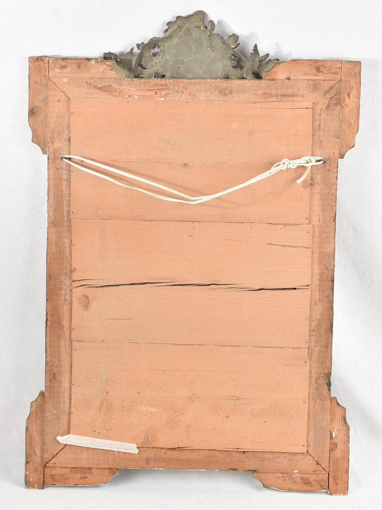 Antique French mirror with pediment 45"