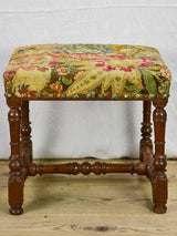 18th Century French stool with original cross-stitch upholstery