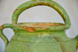 Antique French water pitcher with pale green glaze
