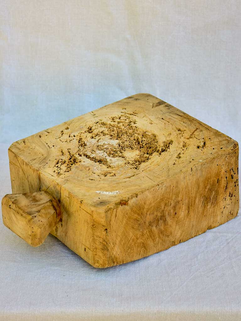 Very large and chunky antique French cutting block 11¾" x 16½"
