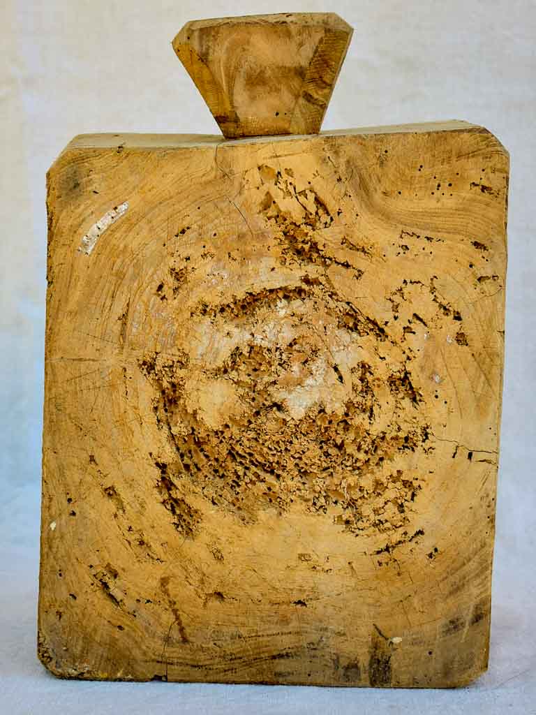 Very large and chunky antique French cutting block 11¾" x 16½"