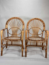 Pair of winter garden rattan armchairs - 1960's