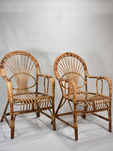Pair of winter garden rattan armchairs - 1960's