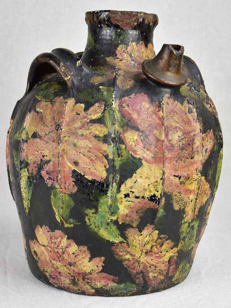 18th Century French water cruche with Napoleon III floral décor 15"