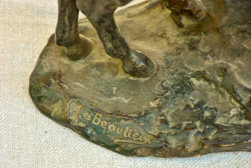 19th Century Bronze statue of a mule by A. de Beaulieu