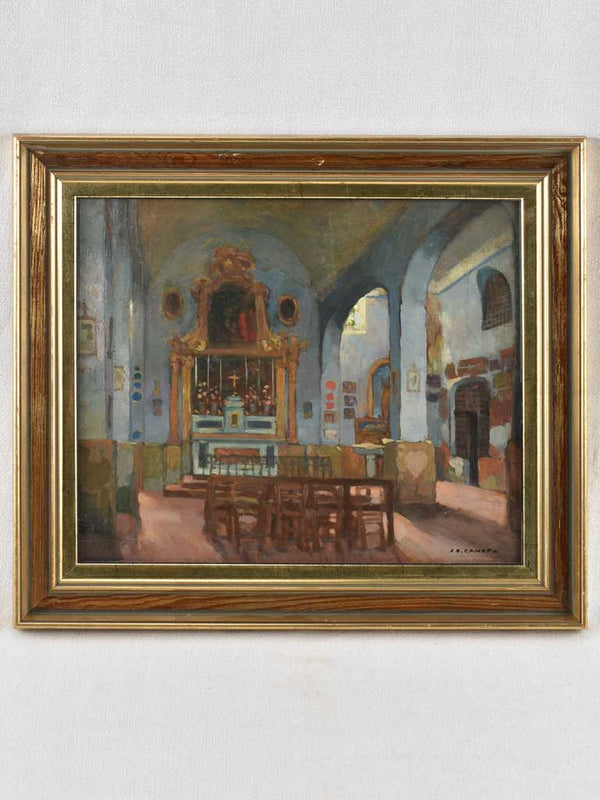 Chapel interior Saint Jean de Garguier, F. Canepa (1894-1981) - 19¼ x 22½""