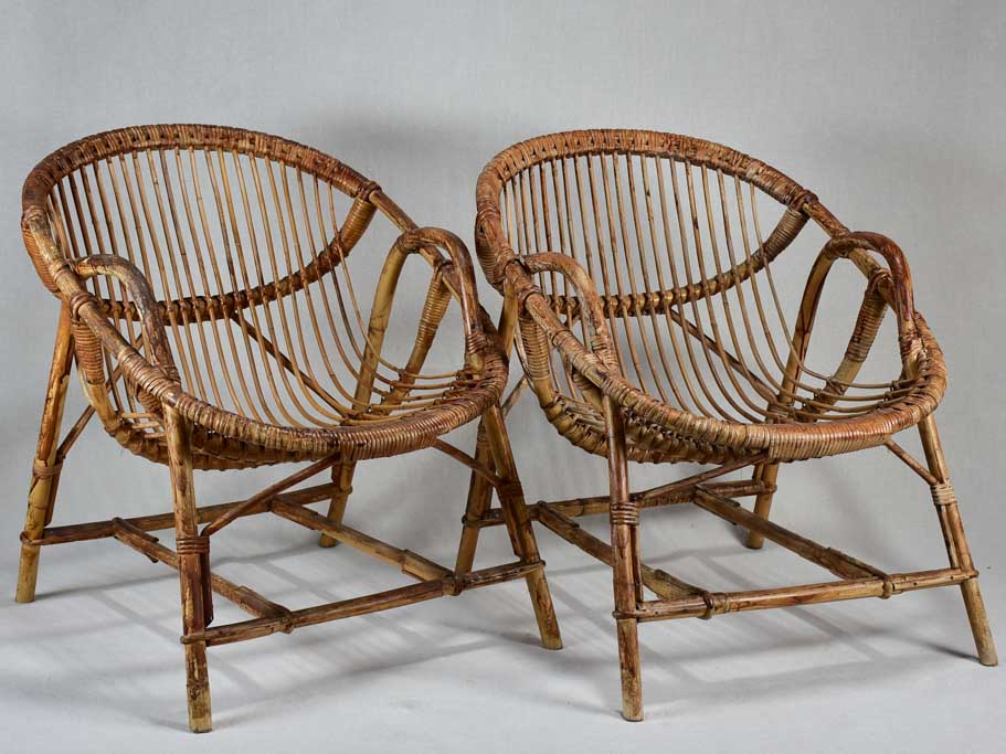 Pair of low rattan armchairs for a winter garden