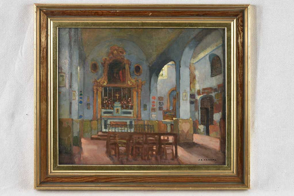 Chapel interior Saint Jean de Garguier, F. Canepa (1894-1981) - 19¼ x 22½""