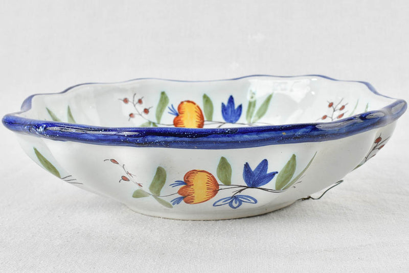 Antique French ceramic bowl - hand painted - 11½"