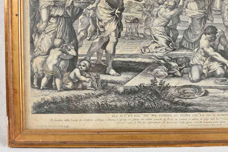 Fine art etching of boar feast