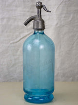 Antique French soda siphon Seltzer bottle - light blue