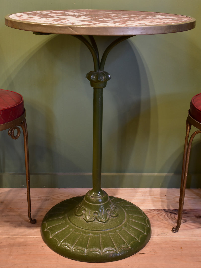 Round French bistro table with marble top