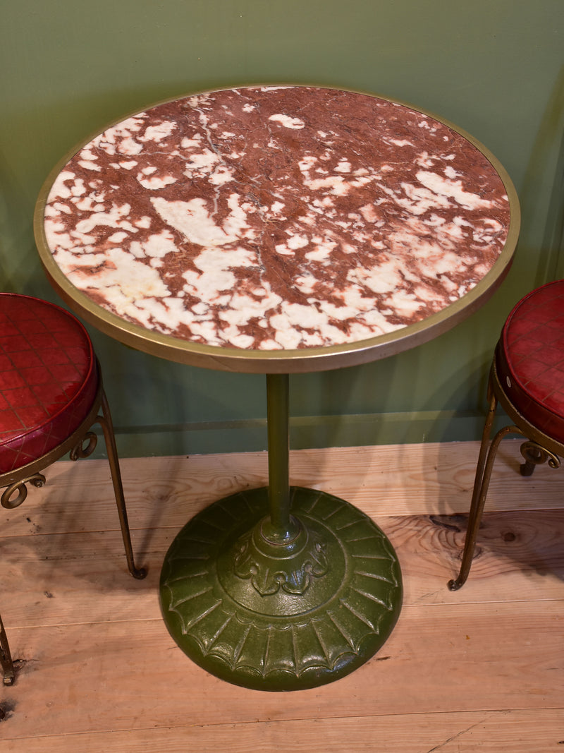 Round French bistro table with marble top